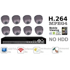 420TVL 8 ch channel CCTV Camera DVR Security System Kit Inc H.264 Network Mobile Access DVR and SHARP All-weather Vandal Proof IR 20M Camera with NO Hard Drive